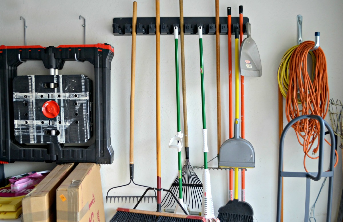 broom racks which are great for garage tool organization and garage wall organization