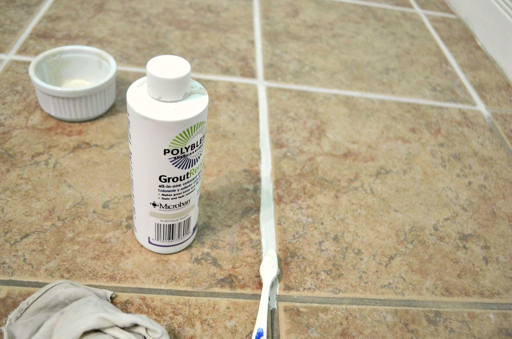 applying polyblend with a toothbrush