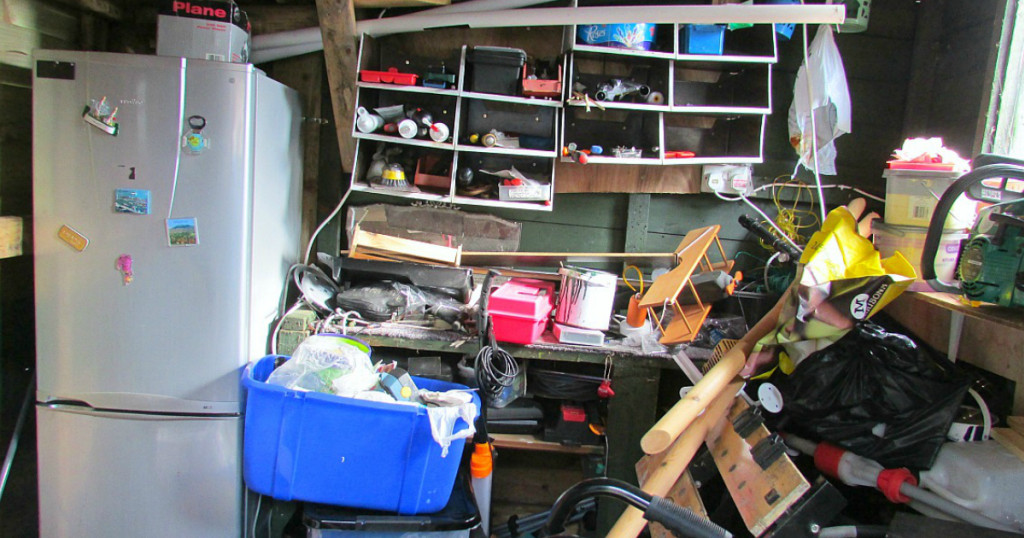 a messy garage that needs garage organization ideas