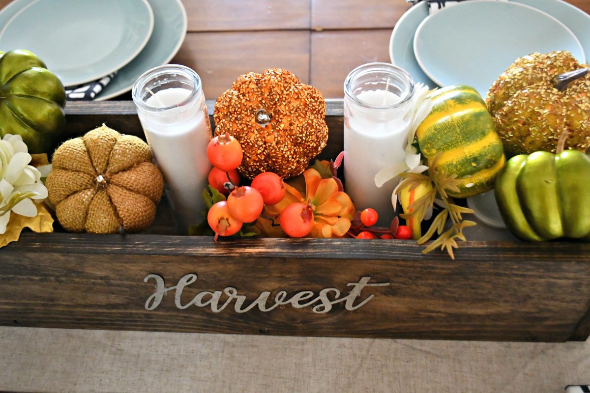 autumn centerpiece using the crate
