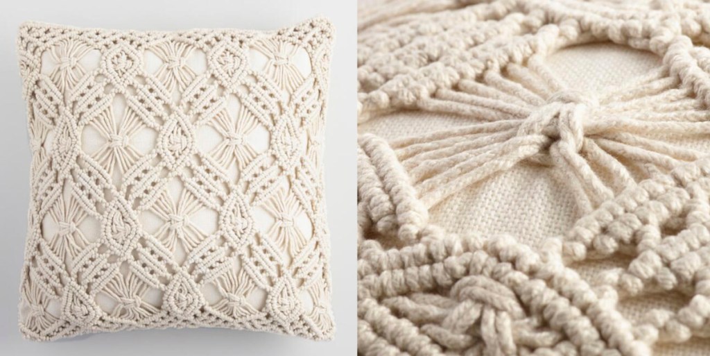 macrame pillow ivory off white