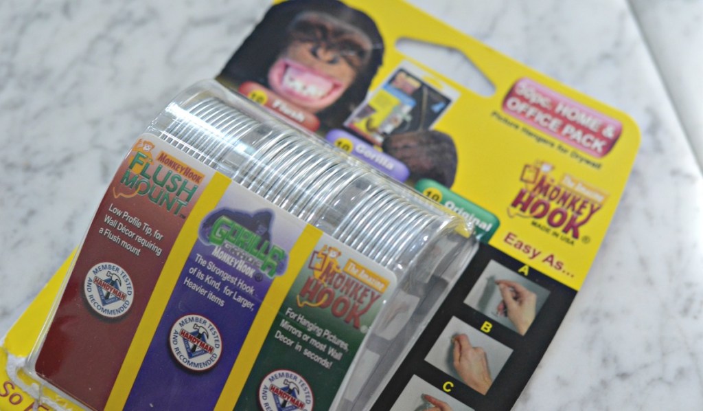 one pack of gorilla monkey hooks on countertop