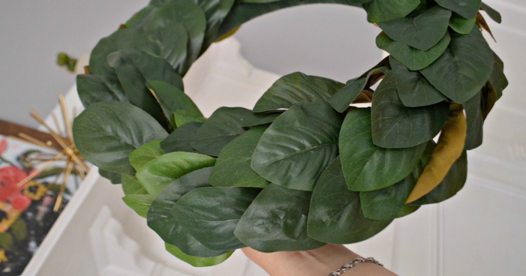 simple faux magnolia wreath craft 
