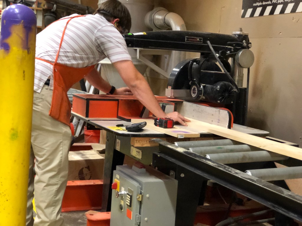 cutting wood at home depot for rustic centerpiece box 