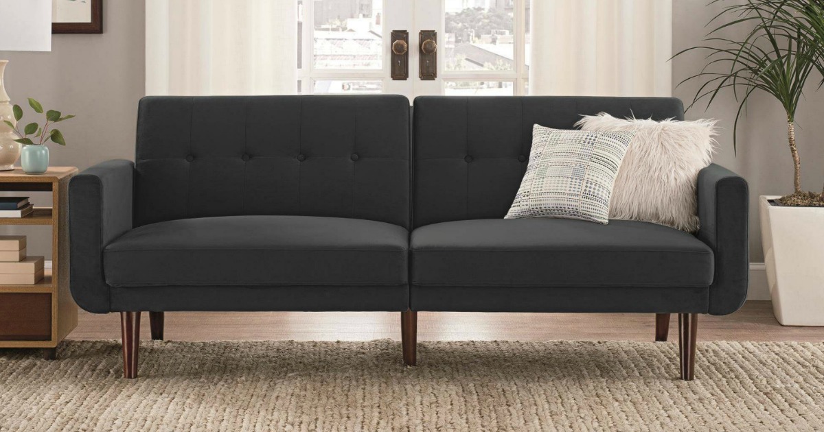 Novogratz Vintage Tufted Velvet Split Back Futon