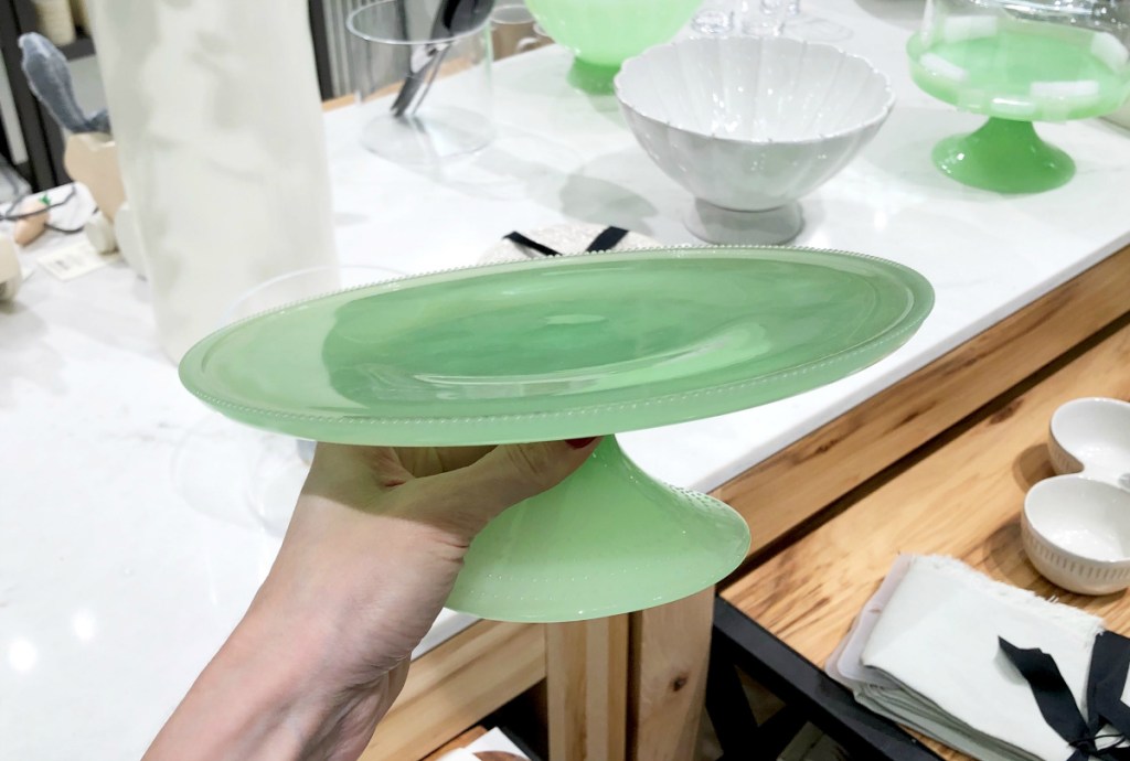 Green Milk Glass Cake Stand Target