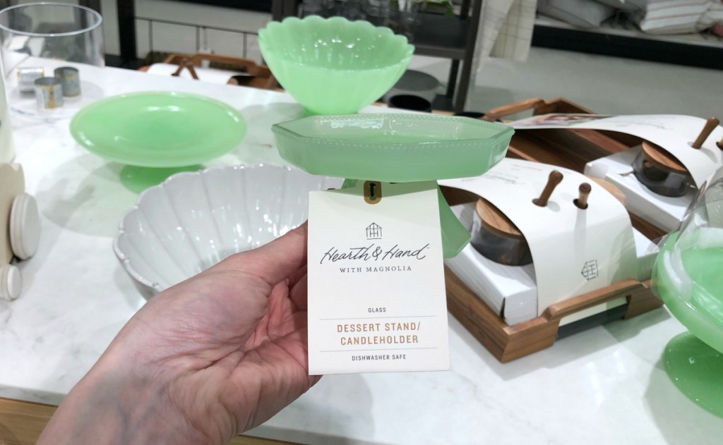 Green glass dessert stand Target