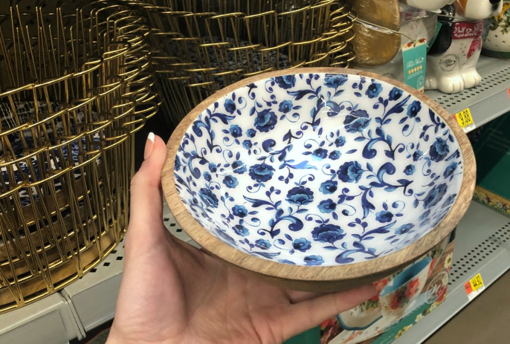 Heritage Floral wood salad bowl
