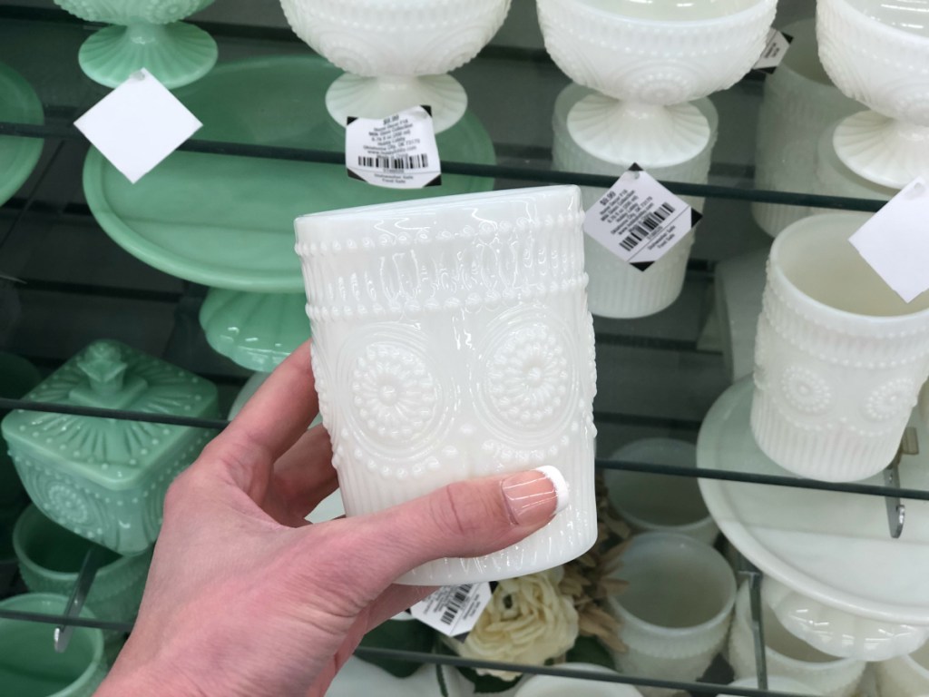 Milk Glass floral juice glass Hobby Lobby