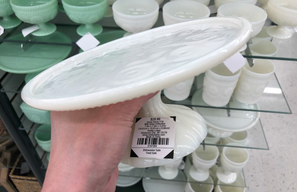 Milk glass cake stand at Hobby Lobby