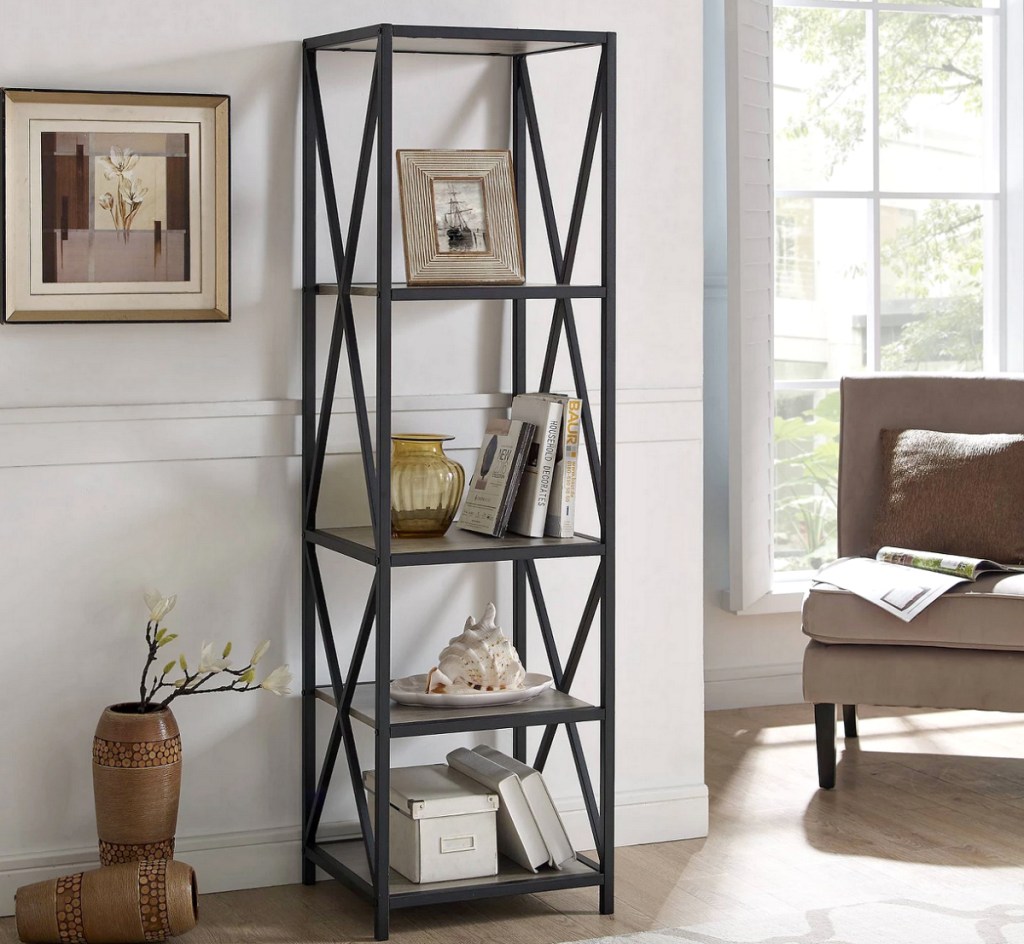 Saracina Home 61_ Metal Wood Bookcase