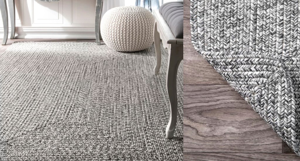 black and white woven rug 
