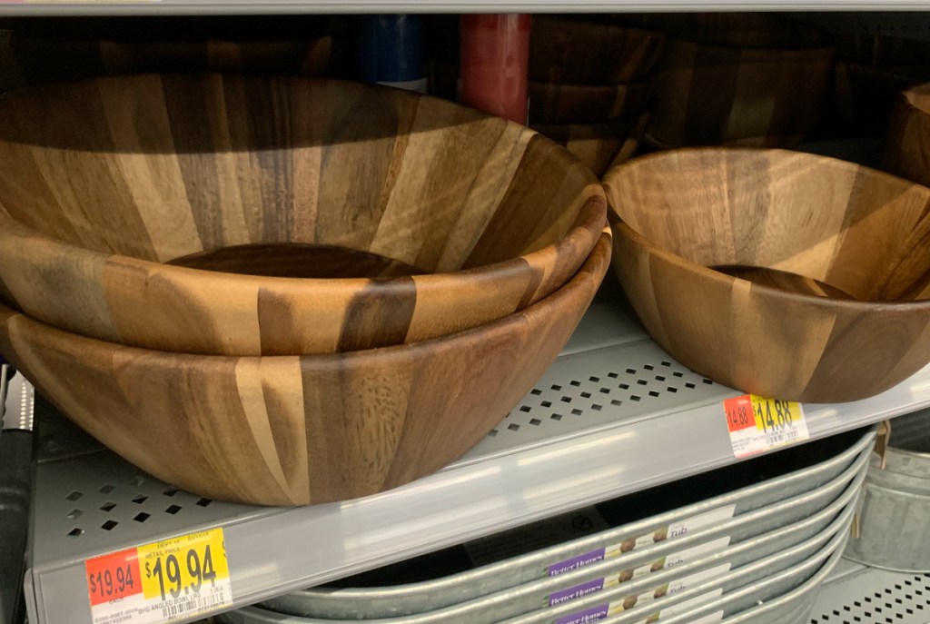 Better Homes & Gardens Large Angled Acacia Serving Bowl