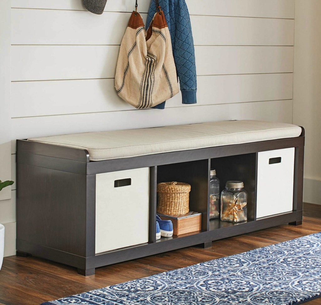 Better Homes and Gardens 4-Cube Organizer Storage Bench - Espresso