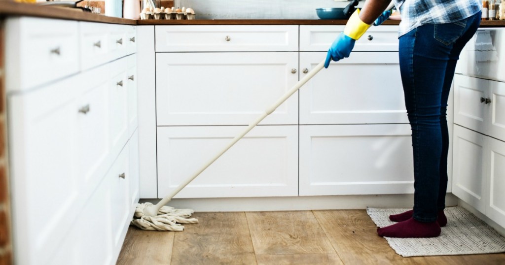 cleaning hardwood floors in kitchen 