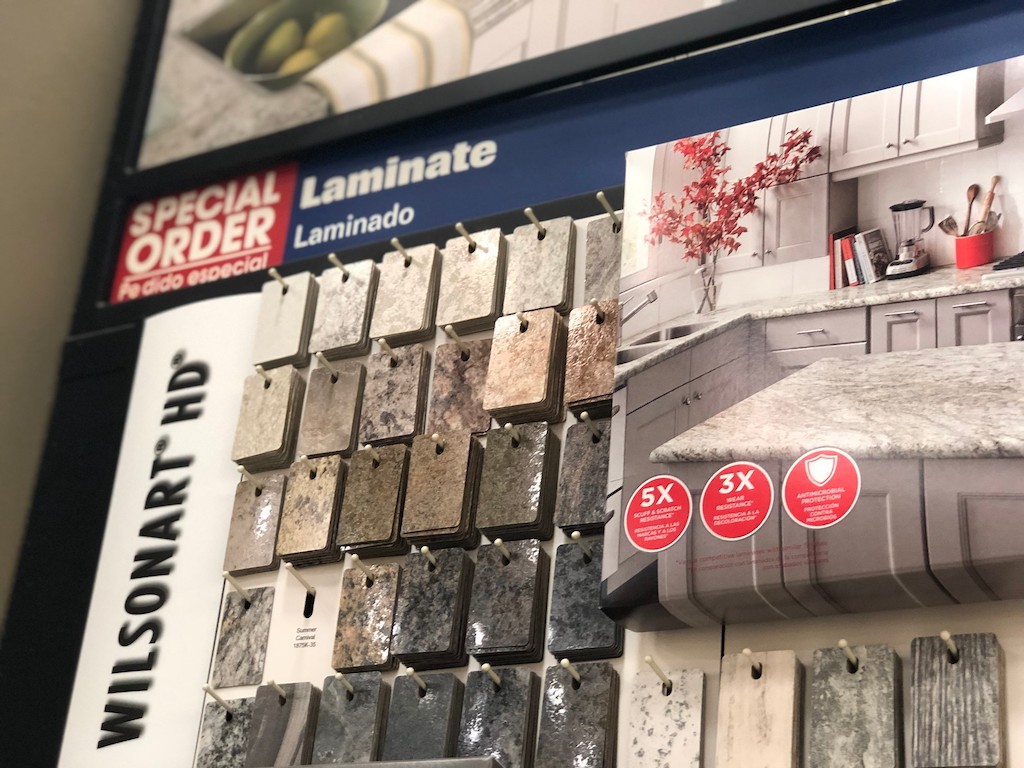 Laminate countertop options at Lowe's 