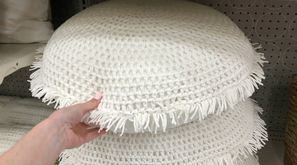 Opalhouse Round Knit with Fringe Oversized Throw Pillow