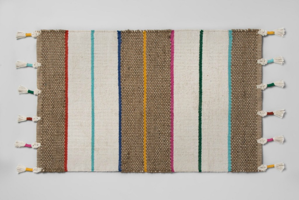 Opalhouse Striped Natural Braided Jute Tasseled Accent Rug
