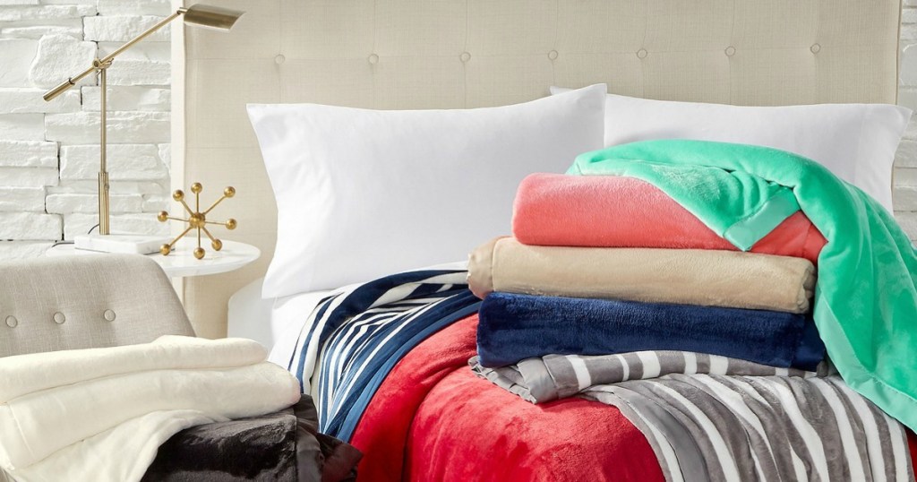 plush blankets on bed