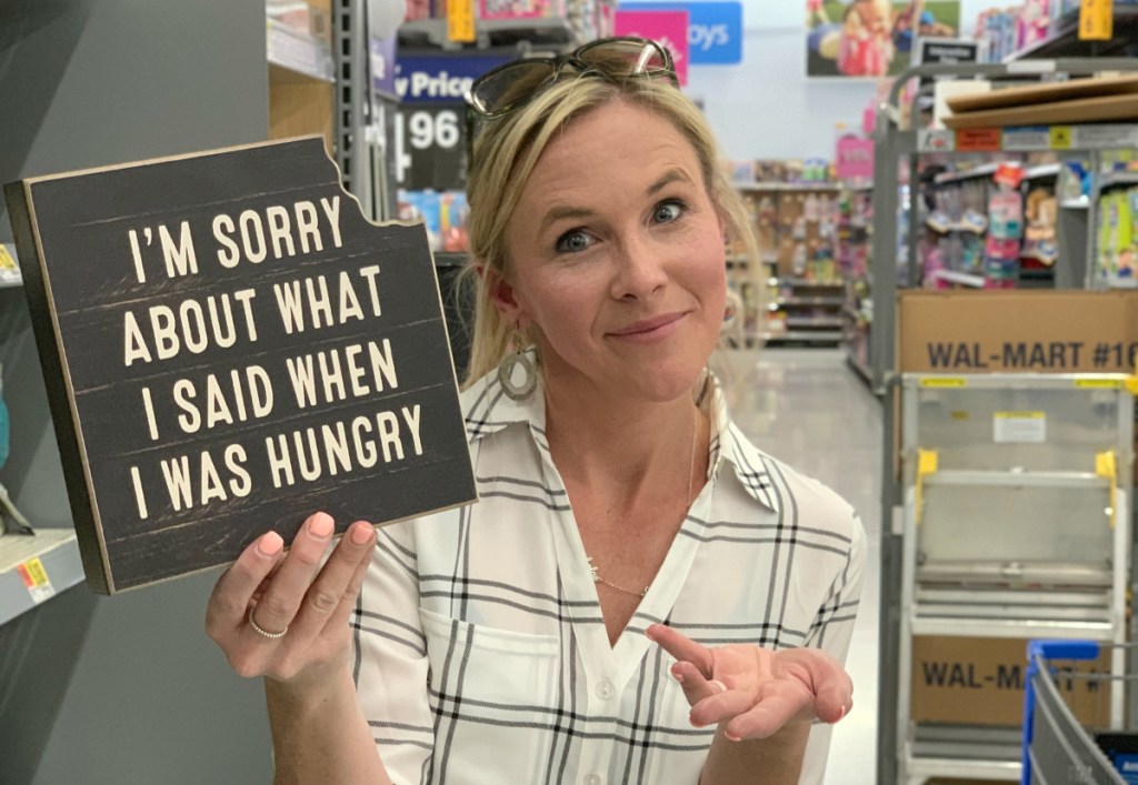 Tabletop Wood Wall Hungry Sign