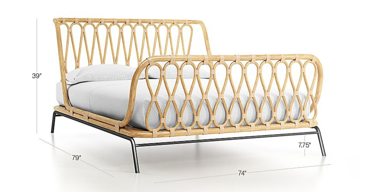 full size crate and kids rattan bed with measurement drawings stock photo 