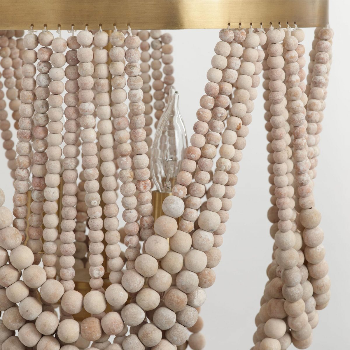 close up of World Market wood bead light 