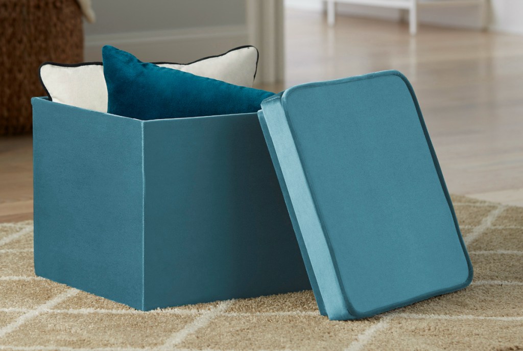Better Home & Gardens Velvet Storage Ottoman with Tray