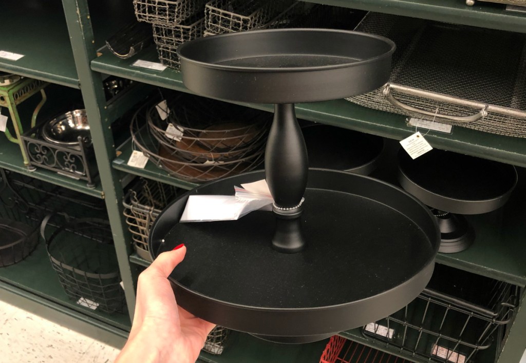 Black Two-Tiered Metal Tray