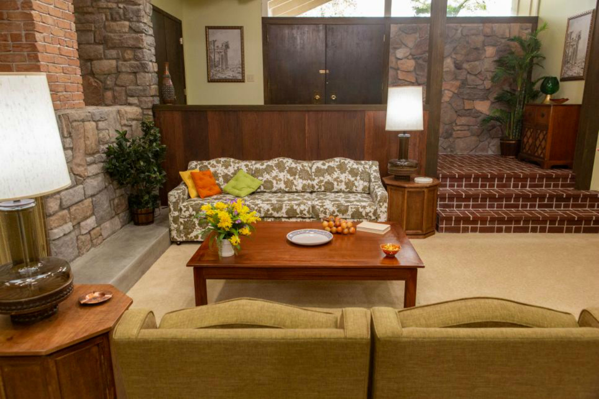 Brady Bunch Living Room with couch and coffee table