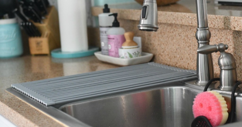 Clean kitchen countertop and sink 