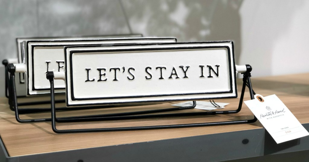 Hearth & Hand with Magnolia Reversible Let's Go Out Let's Stay In Sign