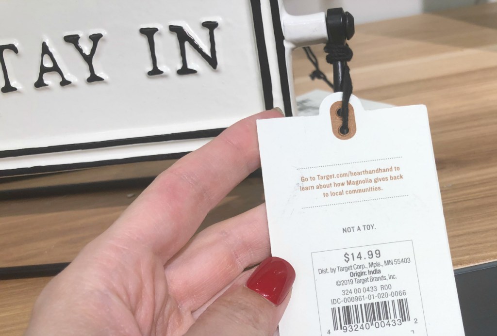 Let's stay in sign price tag