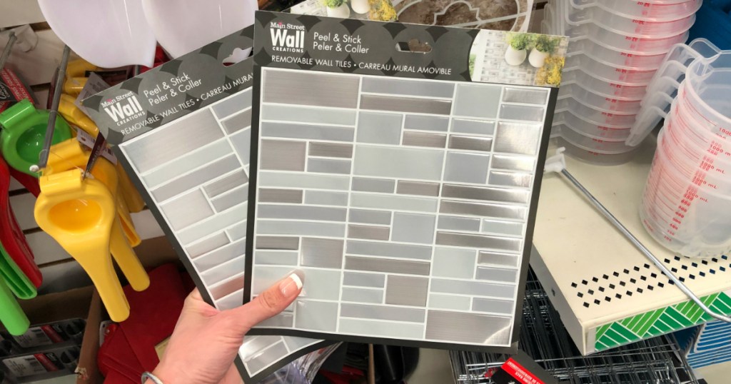 Main Street Wall Creations 8x8 Peel & Stick Faux Wall Tiles at Dollar Tree
