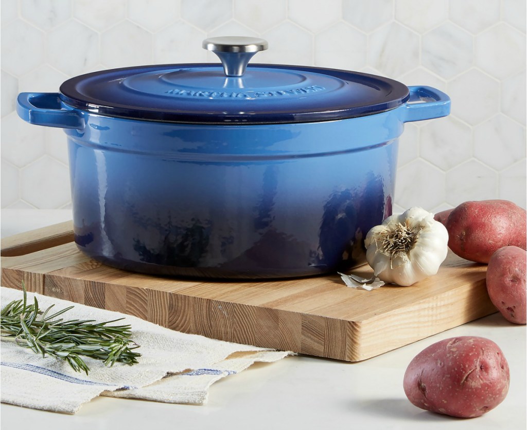 Martha Stewart Collection Enameled Cast Iron Round 6-Qt Dutch Oven