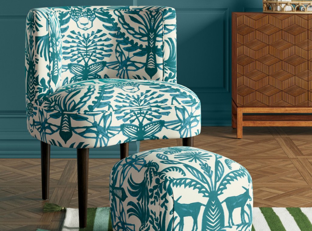 Opalhouse Clary Curved Back Teal Animal Print Accent Chair