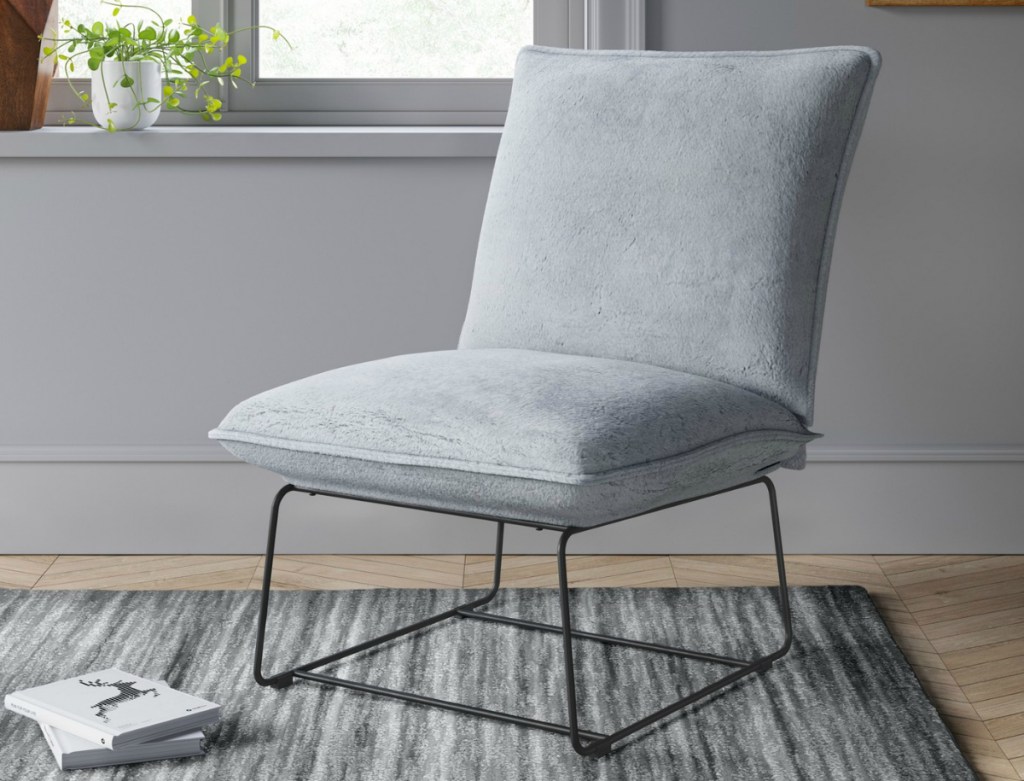 Project 62 Massey Faux Fur Metal Base Slipper Chair - Light Blue Gray