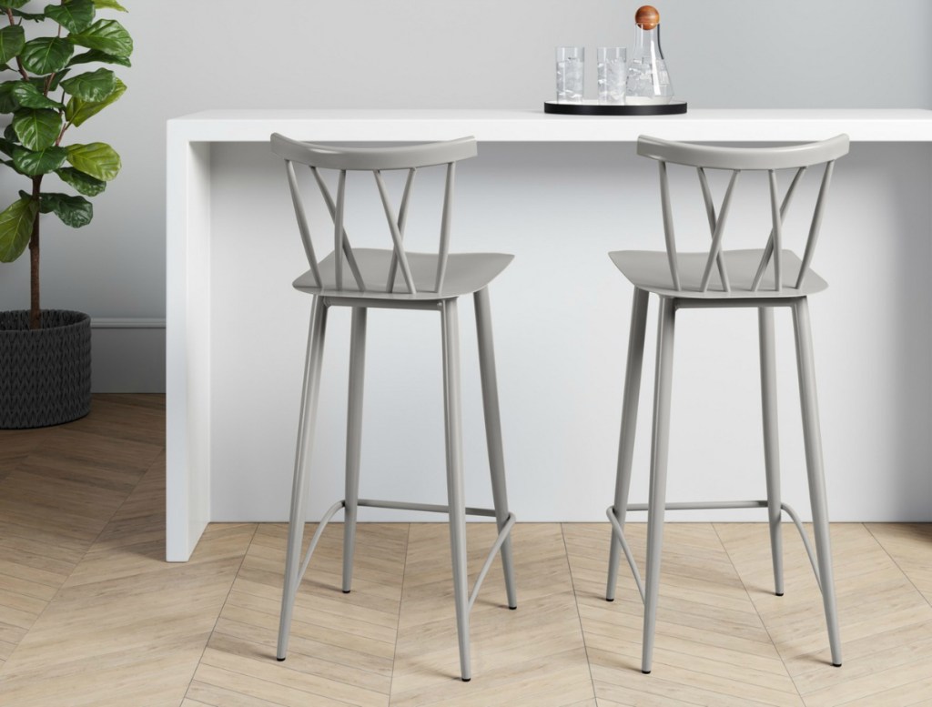 Project 62 Set of 2 Becket Metal X Back Barstools (Select Colors)