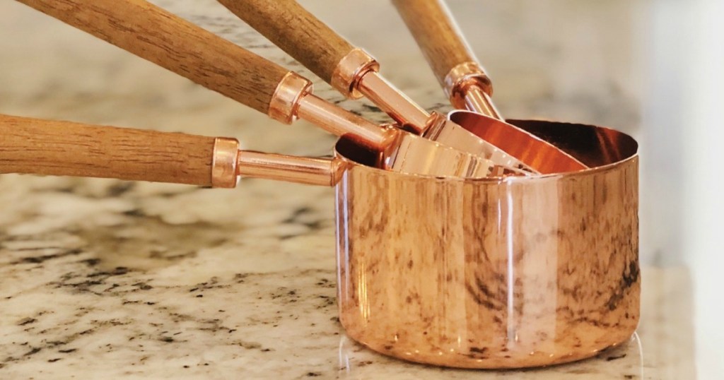rose gold measuring cups from Flirty Apron
