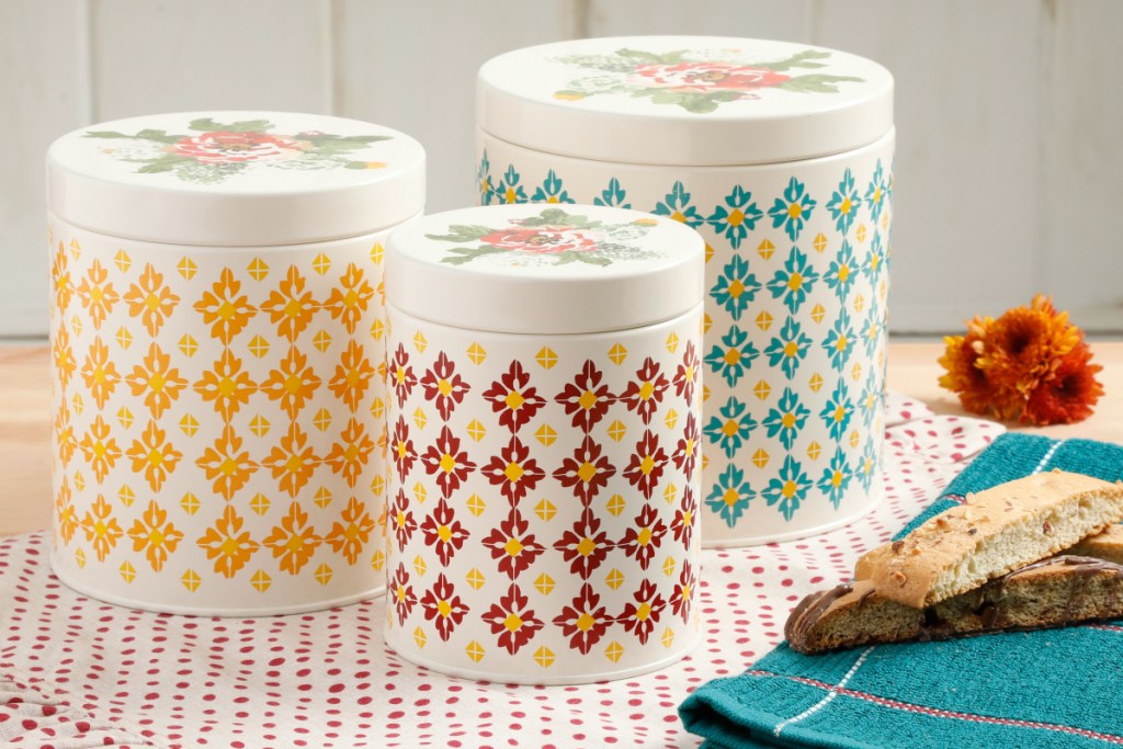 The Pioneer Woman Vintage Geo 3-Piece Canister Set
