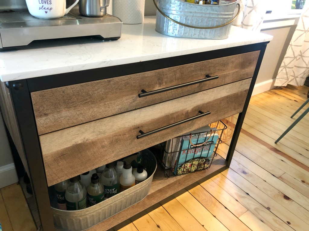 Threshold Derry Stone Top Mixed-Material Kitchen Island