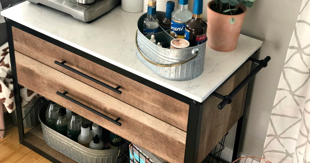 Threshold Derry Stone Top Mixed-Material Kitchen Island