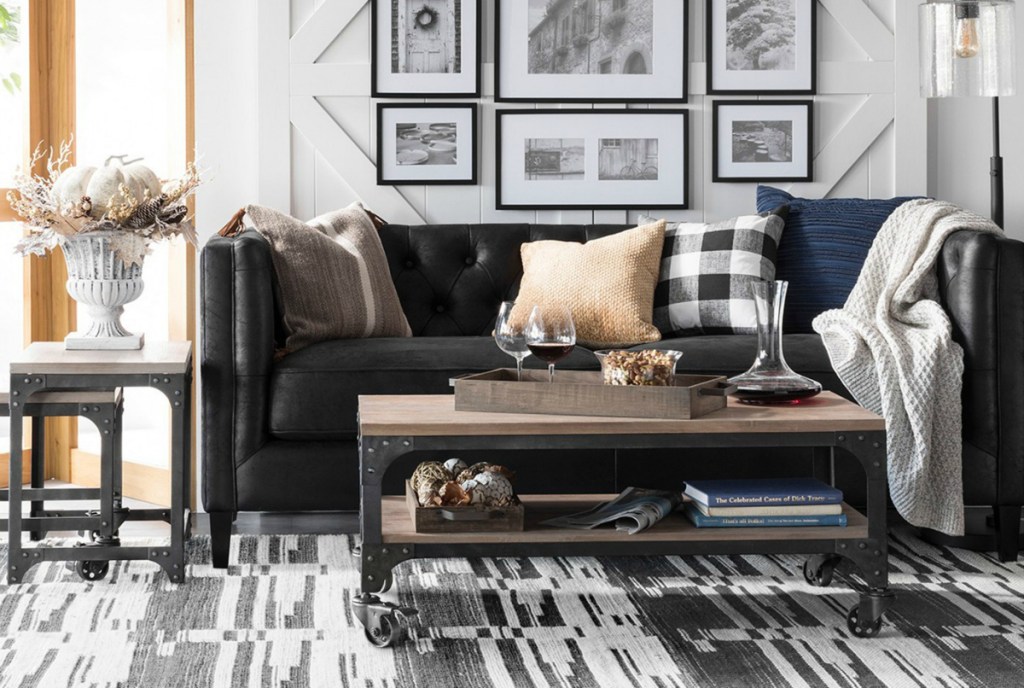 Threshold Lewes Tufted Sofa - Black
