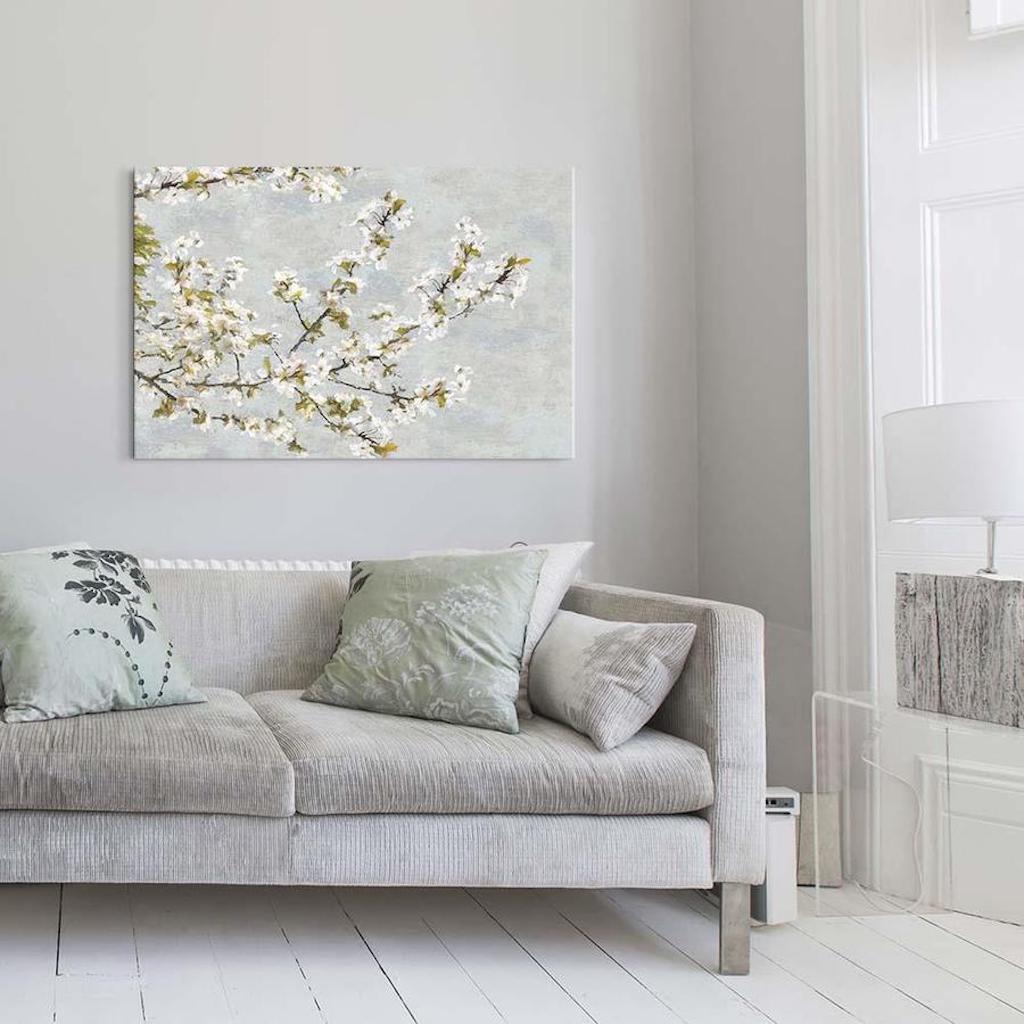 Wall art canvas hanging in living room
