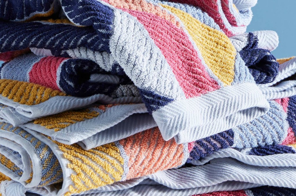 stack of colorful bath towels