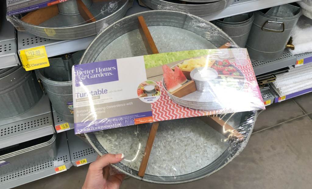 Better Homes & Gardens Galvanized & Wood Turntable with Dip Bowl