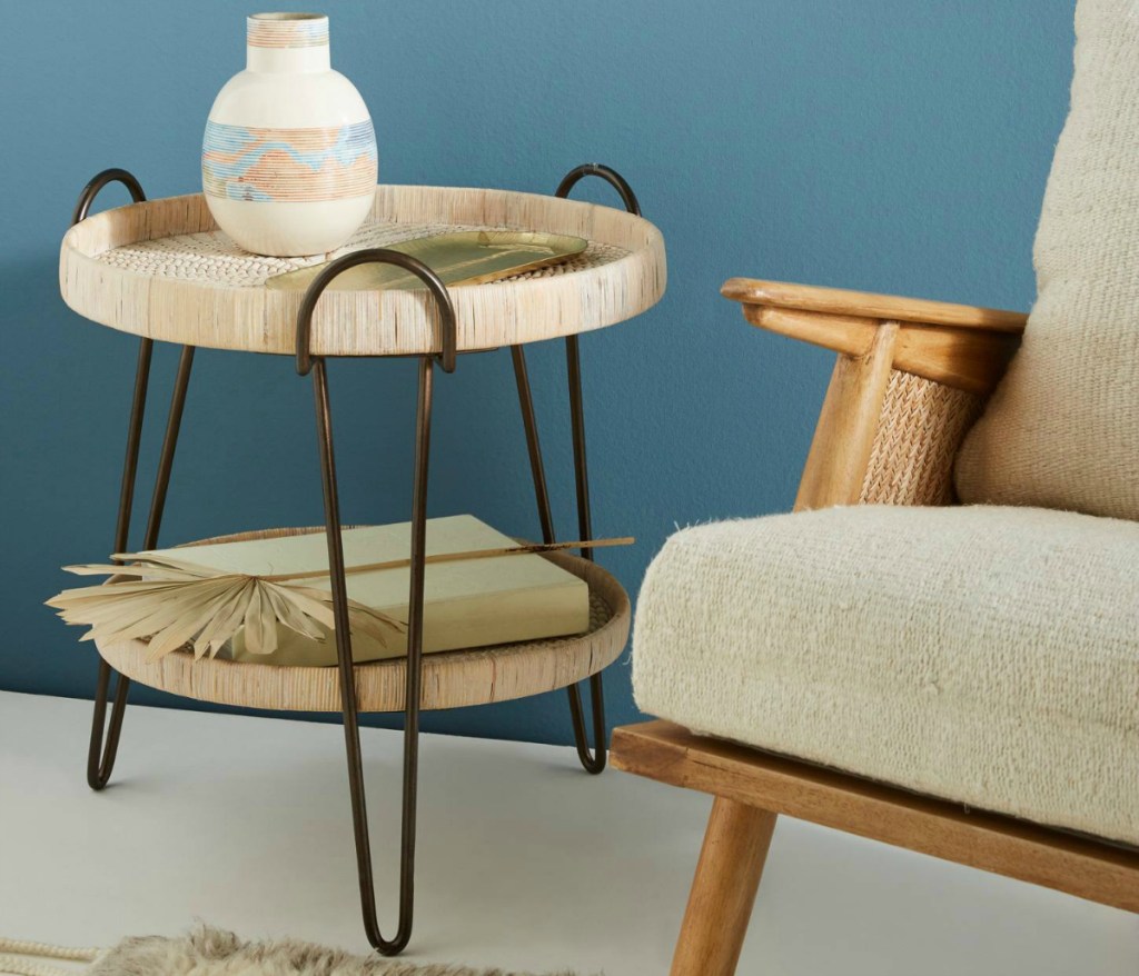 Coiled Rattan Side Table