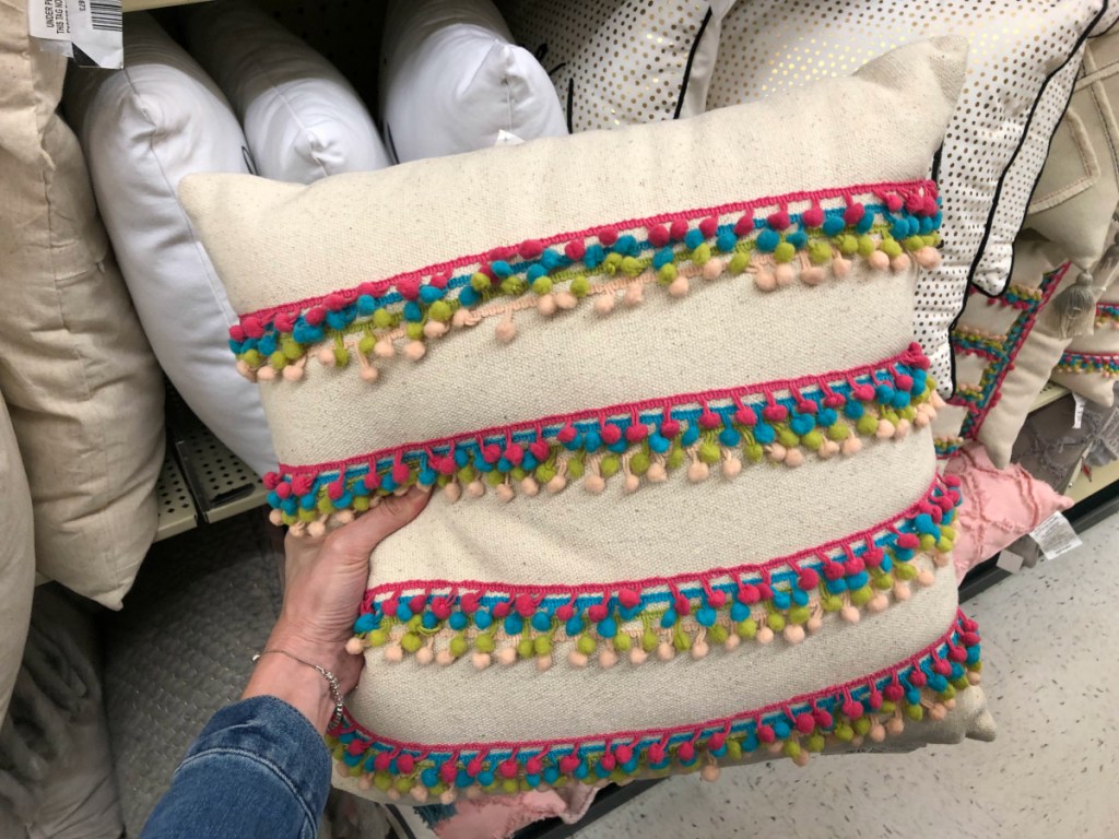 Cream With Pom Poms Pillow