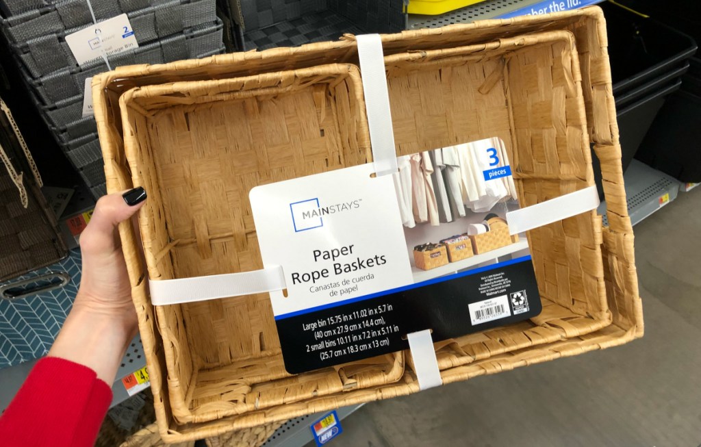 Mainstays Paper Rope 3 Piece Basket Set with Handles