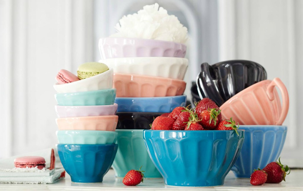 stack of colorful bowls