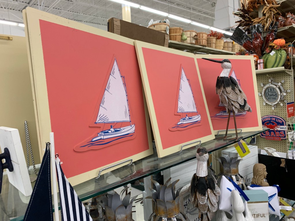 Pink Sailboat Wood Wall Decor 